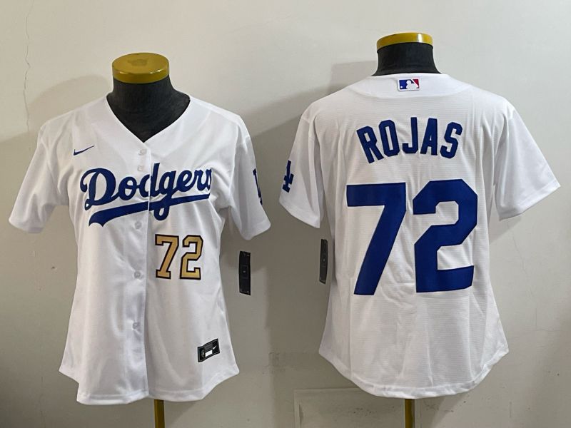 Women 2026 Nike Los Angeles Dodgers #72 Rojas White Game MLB Jersey 014